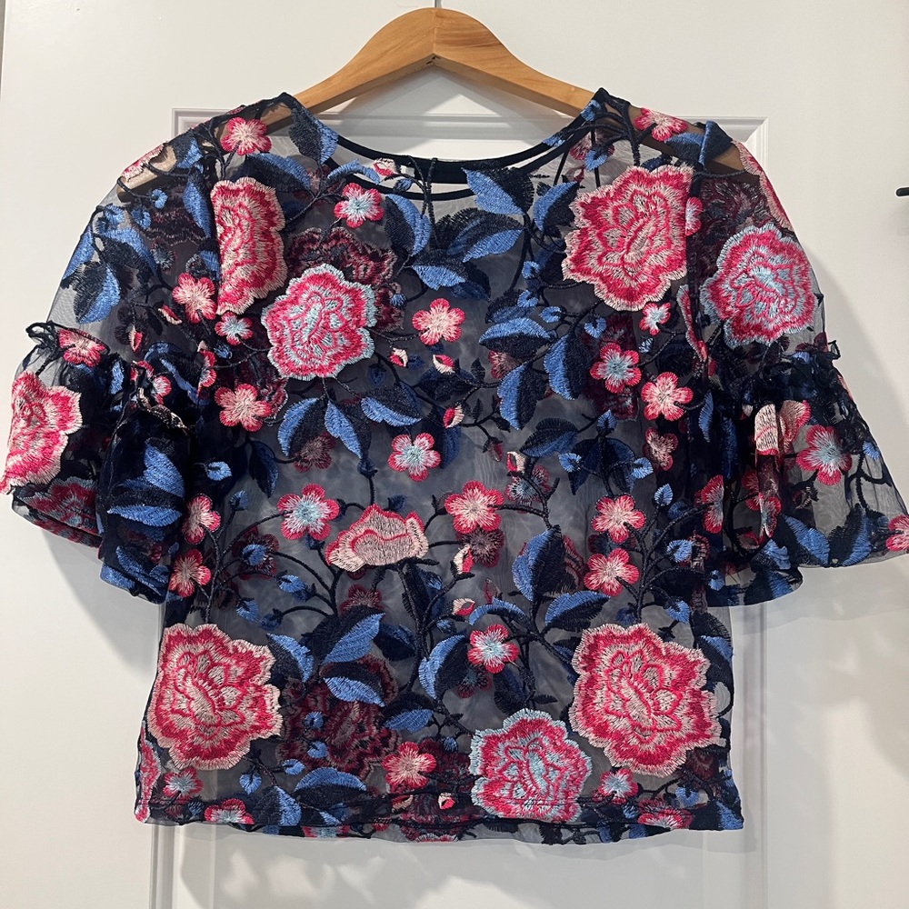 Zara Woman Collection Floral Sheer Blouse